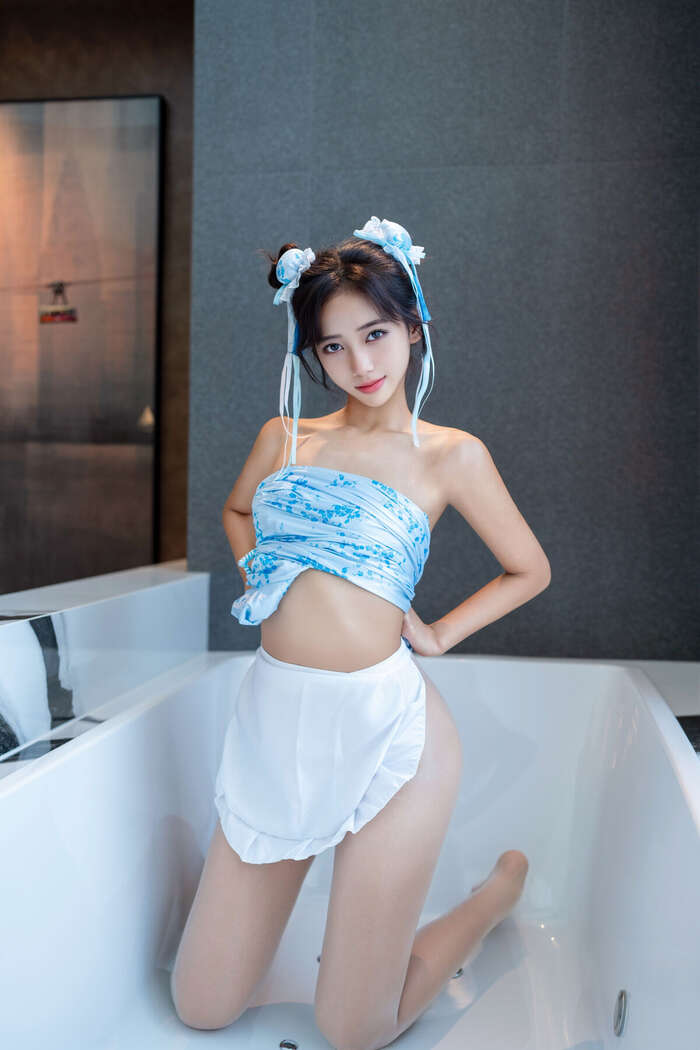 XiuRen Xiuren.com Uncensored Shi An An Shi An An - R18 Xiuren.com Model Chunli Blue and White Porcelain (91P) 44th image