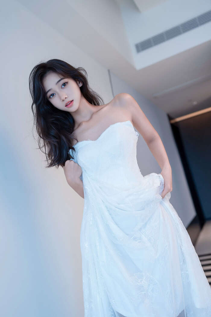 XR Uncensored Shi An An Shi An An - R18 Xiu Ren Network Model White Lace Long Skirt VS No Liner Shredded Meat Part01 (48P) 13th image