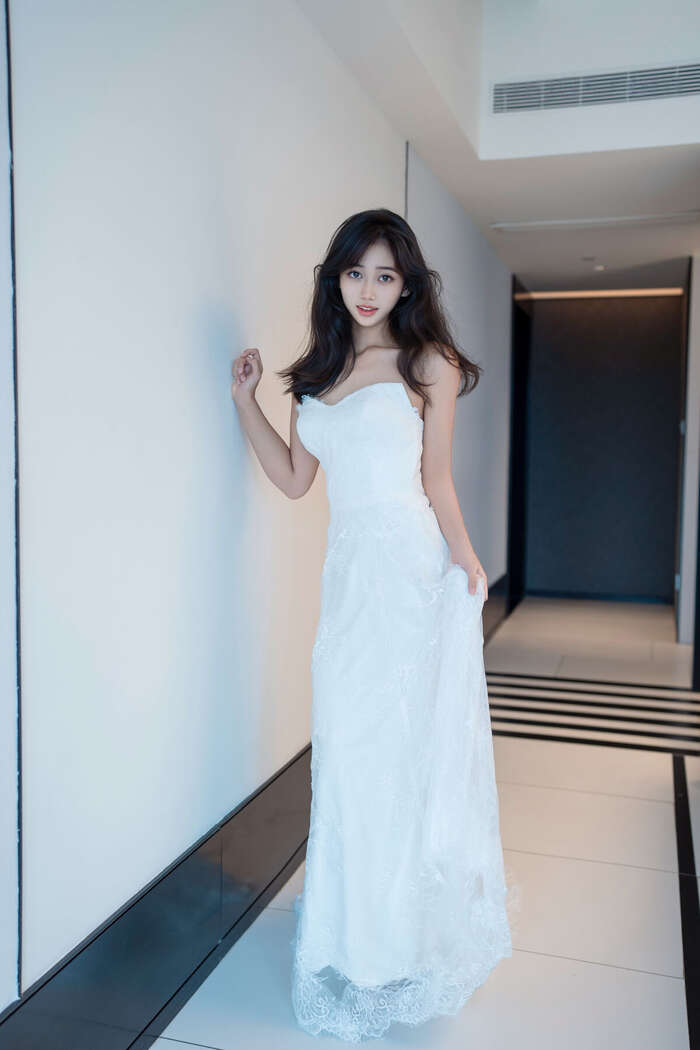 XR Uncensored Shi An An Shi An An - R18 Xiu Ren Network Model White Lace Long Skirt VS No Liner Shredded Meat Part01 (48P) 2th image