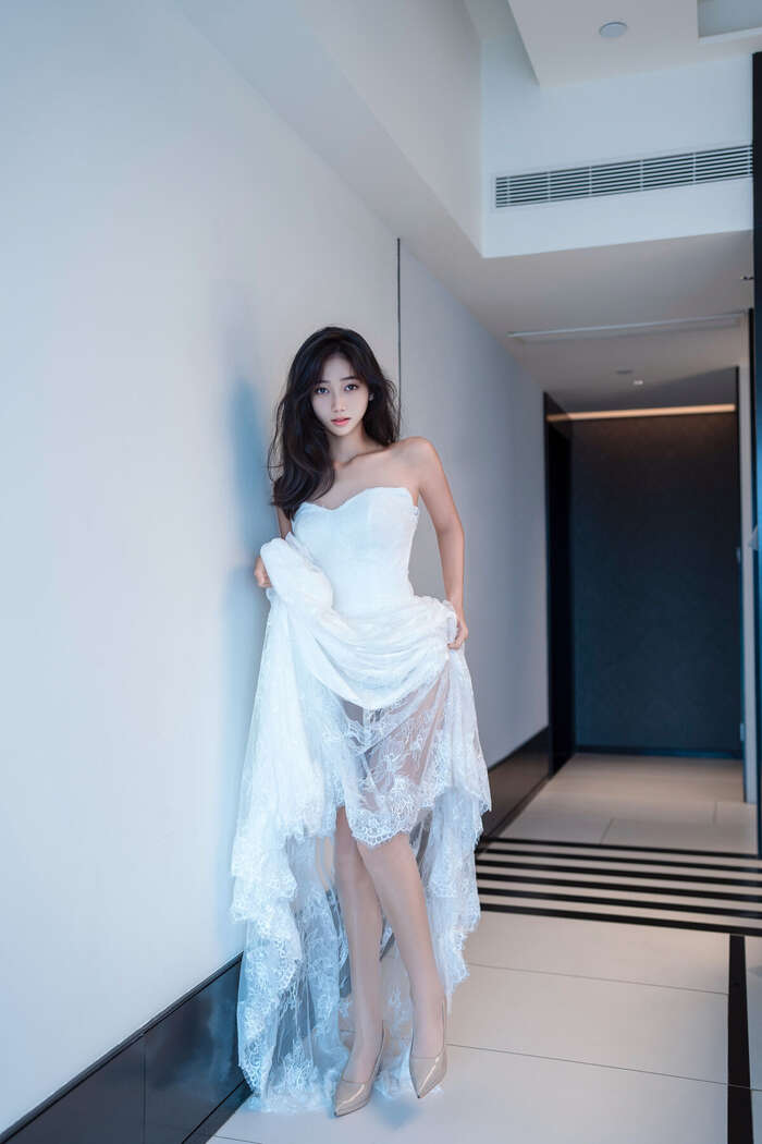 XR Uncensored Shi An An Shi An An - R18 Xiu Ren Network Model White Lace Long Skirt VS No Liner Shredded Meat Part01 (48P) 24th image