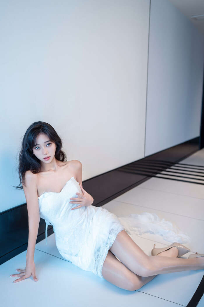 XR Uncensored Shi An An Shi An An - R18 Xiu Ren Network Model White Lace Long Skirt VS No Liner Shredded Meat Part01 (48P) 9th image