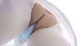 [upskirt3077 upside-down shot] A prickly nurse who can take a picture of a transparent blue P in the front part visible from the white skirt of the open crotch