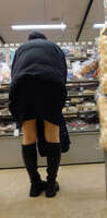 Erotic panty shots inside the store while shopping