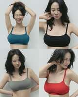 Actress Song Ji-hyo (45) tries out her work as a lingerie model.