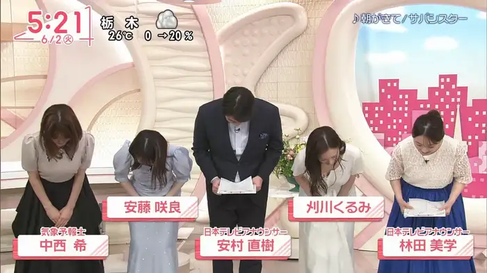 Oha!4で刈川くるみアナが思わぬハプニング！しゃがんでおっぱい谷間を晒す 3th image