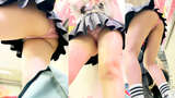 [upskirt3243 Upside Down High School Girl] Her skirt is so short that just leaning forward makes her look sexy and snug to her crotch in a pink satin makeup JK