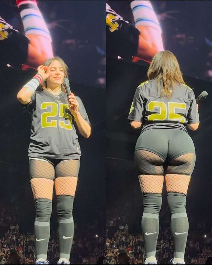 [Image] Billie Eilish (24) sparks controversy at a live show wearing a sexy outfit 3th image