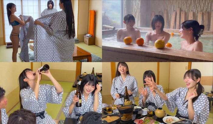 全員パイパンのJD3人組の温泉入浴シーンがエロい 6th image
